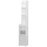 Armoire salle de bain haute sur pied meuble de rangement colonne avec 1 porte blanc 20 x 20 x 120 cm
