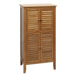 Armoire de salle de bain mcw - b18 étagère commode 4 portes bambou 100x50x30cm Armoire de salle de bain mcw - b18 étagère commode 4 portes bambou 100x50x30cm