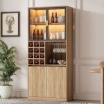 Armoire de salle de bain meuble � boissons vitrine avec portes en verre et lumi�re 180 cm.