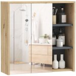 Armoire de salle de bain avec miroir - homcom - montage mural - 3 tagres ouverts 2 portes miroir - ...