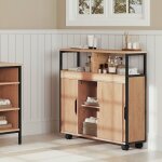 Armoire salle de bain mobile - eugad meuble wc - chariot avec portes - 70x20x70cm - chêne clair + noir ... Armoire salle de bain mobile - eugad meuble wc - chariot avec portes - 70x20x70cm - chêne clair + noir ...