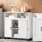 Armoire salle de bain mobile - eugad meuble wc - chariot avec portes - 70x20x715cm - blanc Armoire salle de bain mobile - eugad meuble wc - chariot avec portes - 70x20x715cm - blanc