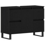Armoire de salle de bain - vidaxl - 80x33x60 cm - ch�ne noir - bois ding�nierie - tiroir int�gr� - porte ...
