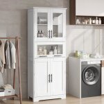 Colonne salle de bain avec 4 portes 3 compartiments en verre armoire salle de bain �tag�res r�glables60 ...