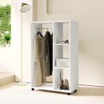 Armoire sur roulettes armoire mobile 1 tringle � v�tements 3 �tag�res armoire enroulable blanc + panneaux ...