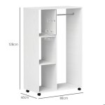 Armoire sur roulettes penderie mobile 1 tringle  vtements 3 tagres penderie porte - manteau sur roulettes ...