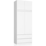 Armoire avec surmeuble akord s90 blanche 90 cm 2 portes 2 tiroirs façade blanche 6 étagères 90x51x234 ... Armoire avec surmeuble akord s90 blanche 90 cm 2 portes 2 tiroirs façade blanche 6 étagères 90x51x234 ...