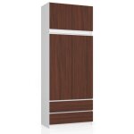 Armoire avec surmeuble akord s90 blanche 90 cm 2 portes 2 tiroirs faade weng 6 tagres 90x51x234 cm ...