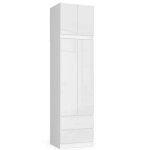 Armoire avec surmeuble akord star blanche 60 cm 2 portes 2 tiroirs faade blanche brillante 3 tagres ...