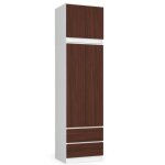 Armoire avec surmeuble akord star blanche 60 cm 2 portes 2 tiroirs faade weng 3 tagres 60x51x234 ...