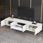 Armoire tv basse moderne aspect marbre panneau tv commode tv 200 x 40 x 46 cm - convient pour les tlviseurs ...