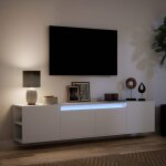 Neuf armoire tv - blanc - meuble tv / hifi - montage mural - avec led - blanc 180x31x395 cm tt2147