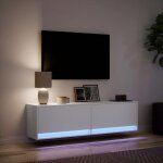 Neuf armoire tv - blanc - meuble tv / hifi - montage mural - avec lumi�res led - blanc 140x31x38 cm tt2532 ...