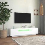 Neuf armoire tv - blanc - meuble tv - table tv - avec lumi�res led - blanc 160x35x40 cm - tt3544