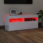 Neuf armoire tv - blanc - meuble tv - table tv - avec lumi�res led - blanc brillant 90x35x40 cm - tt3534 ...