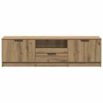 Neuf armoire tv - brun - meuble tv - table tv - ch�ne artisan 140x35x40 cm - bois ding�nierie tt5118