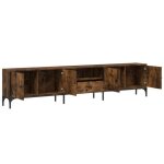 Neuf armoire tv - brun - meuble tv - table tv - � tiroir ch�ne fum� 200x25x44 cm - bois ding�nierie tt4626 ...