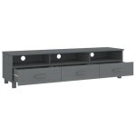 Neuf armoire tv - gris - meuble tv - table tv - hamar gris fonc� 158x40x40 cm - bois massif de pin tt3215 ...