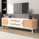 Armoire tv hybride en bois naturel avec portes tiroirs meuble tv fujimoto 170x39. 5x46cm buffet salon ... Armoire tv hybride en bois naturel avec portes tiroirs meuble tv fujimoto 170x39. 5x46cm buffet salon ...