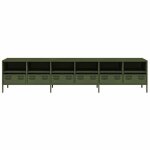 Neuf armoire tv - vert - meuble tv - table tv - vert olive 202x39x435 cm - acier lamin� � froid tt3083 ...