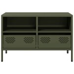 Neuf armoire tv - vert - meuble tv - table tv - vert olive 68x39x435 cm - acier lamin� � froid tt4958 ...