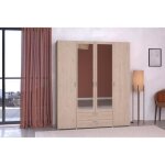Armoire varia - dcor chne - 4 portes - 2 tiroirs - portes centrales avec miroirs - 1599 x 185 x 517 ...