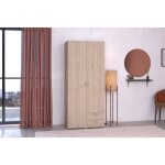 Armoire varia - dcor chne et blanc - 2 portes - 2 tiroirs - 807 x 185 x 513
