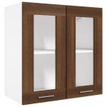 Armoire en verre suspendue meuble haut cuisine chêne marron bois dingénierie 8380150 frenchdays Armoire en verre suspendue meuble haut cuisine chêne marron bois dingénierie 8380150 frenchdays