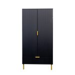 Armoire verticale � 2 portes avec 1 tiroir 90x55x180 cm pieds m�tal tringle tiroir espace de rangement ...