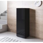 Armoire verticale 40 x 128 x 29cm noir finition brillante 1 porte 3 compartiments rangement luke v1