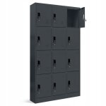 Armoire vestiaire marcin m�tallique anthracite 12 casiers s�curis�s