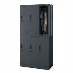 Armoire vestiaire s�curis�e 6 casiers anthracite igor 1850mm x 900mm x 450mm