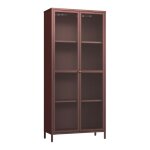 Armoire vitre skyl acier verre 180 x 80 x 35 cm rouge bordeaux x000d