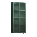 Armoire vitre skyl acier verre 180 x 80 x 35 cm vert sapin x000d