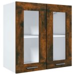 Armoire vitre suspendue meuble haut cuisine chne fum 60x31x60cm bois ingnierie 8544258 frenchdays ...