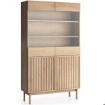 Armoire � vitrine harma - 106x37x183 cm - ch�ne cremona - push to open - style moderne