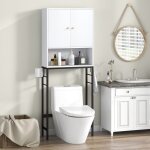Armoire wc goplus - meuble de rangement au - dessus des toilettes compartiment ouvert - etagre rglable ...