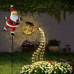 Arrosoir solaire extrieur - pre nol - mtal - clairage multicolore - effet toiles