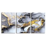 Art abstrait moderne encadr noir et blanc grisimpression sur toile  encre fluideart mural pour chambre ...
