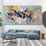 Art abstrait moderne multicolore grand format tableau mural dcoration pour salon, appartement, cuisine ...