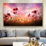 Art moderne coquelicots rouges fleurs peinture sur toile affiches et impressions mur art photos pour ...