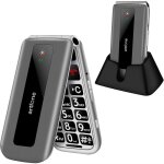 T�l�phone portable senior � clapet artfone f30 4g �cran 2. 4grandes touchesbouton sosstation de charge ...