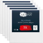 Artina akademie ? lot de 5 ch�ssis bois toile peinture 50x50 cm ? 2 fois peinte au pr�alable ? 100% de ...