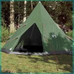 Ashata tente de camping tipi 4 personnes vert impermable - fhe94380
