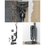 Aspirateur balai laveur filaire 600w 2 en 1 aspire et lave clean?up 80 db 15 kpa