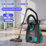 Aspirateur sans sac 1800w - 4l - filtration haute performance - silencieux - 22kpa aspiration puissante ...
