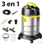 Aspirateur sans sac 3000w - 40l - aspiration / humidification / sec - aspiration 23 kpa - inoxydable ...