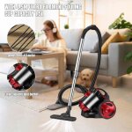 Aspirateur sans sac rouge 2000w 1. 5l - brosse universelle - filtration haute performance - 4. 5m - classe ...