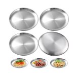 Assiettes en acier inoxydablelot de 4 plats de service en inox plateau assiettes de camping en acier ...