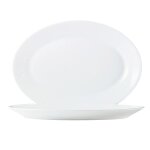 Assiette plate - arcoroc - 25251 - verre tremp - ovale - 6 pices - blanc uni